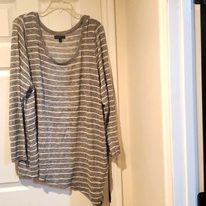 Lane Bryant silver and white striped sweater